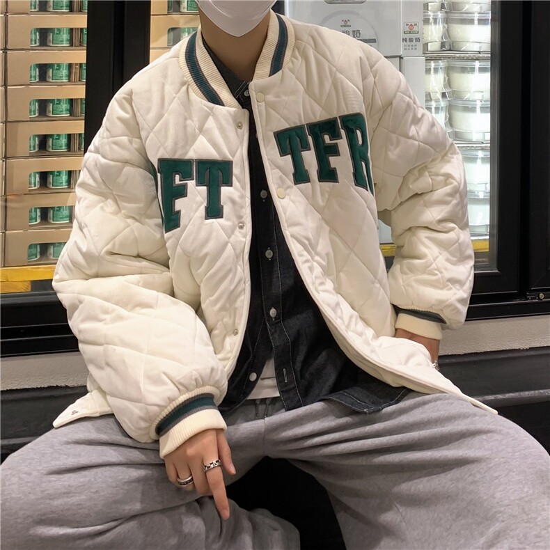 棒球服棉衣男秋冬季潮牌字母棉服港风ins菱形格夹克外套MF352-P59,男装夹克,星座412-3