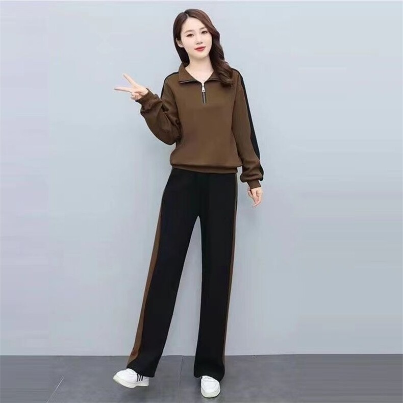 现货秋冬季休闲运动服套装女装加绒时尚洋气两件套减龄阔腿裤，男装休闲套装，星座1210-1