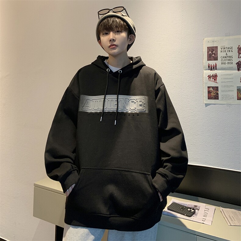 EQ190美式做旧潮流重工艺凹凸印花连帽套头卫衣男春季外套P58,男装卫衣,电商C306-1