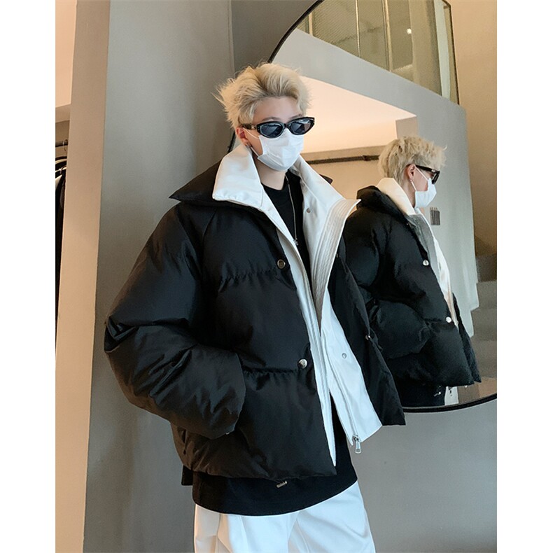 517A-8-Y80-P135现货冬季小众解构亮面设计感棉衣假两件棉服,男装棉衣,星座517A-8（原B282）