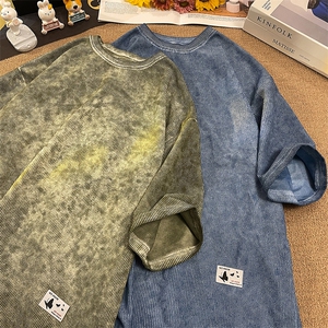 T803 P35 毛毯平铺 重磅280克华夫格夏季情侣男女蝴蝶印花短袖t恤图片