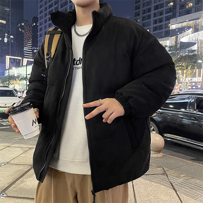 男女情侣纯色鹿皮绒立领棉衣男宽松大码外套潮B343/8805/P80，男装棉衣，星座1905A（原电商B343）