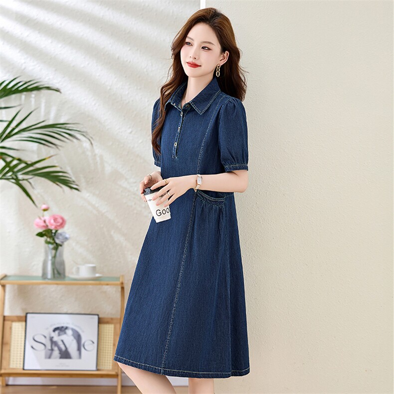 2025年夏装新款牛仔连衣裙时尚洋气百搭款裙子，女装连衣裙，伊航服饰