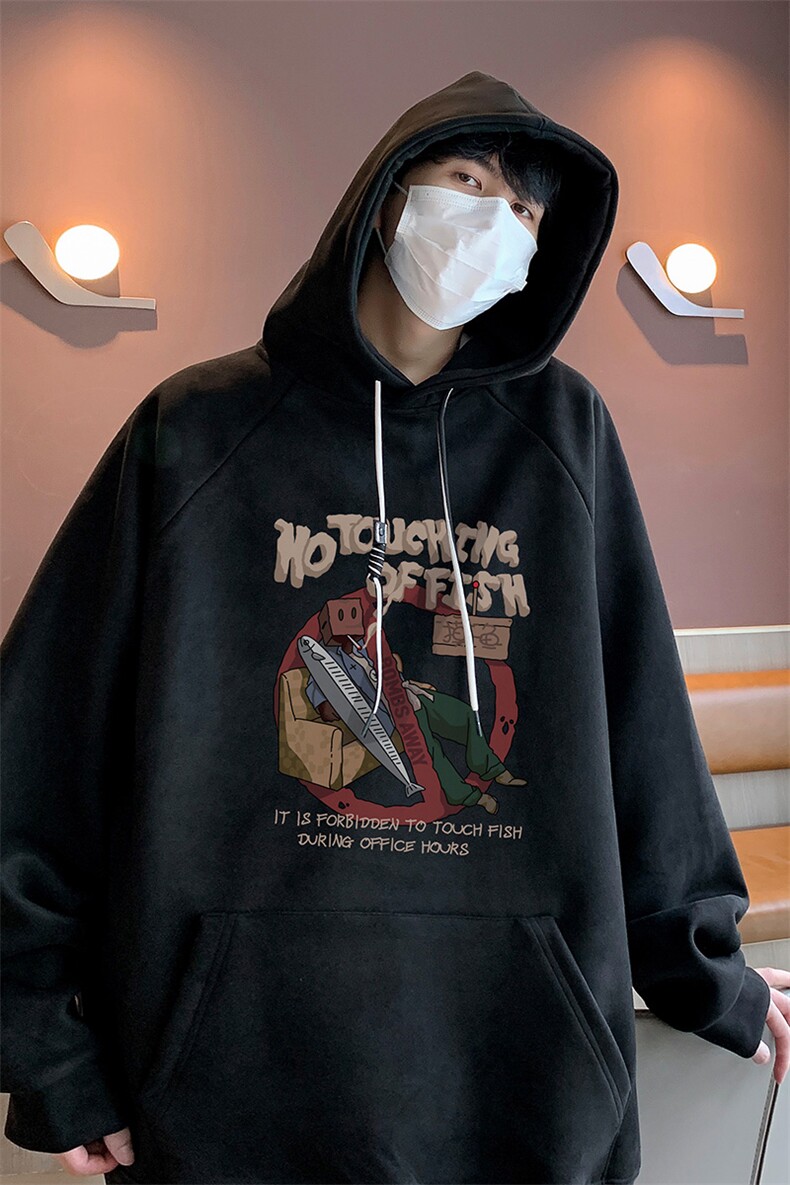 已注册港风抖音直播得物品质宽松麂皮绒连帽卫衣W6009P48,男装卫衣,电商C408-1(原B339-1)