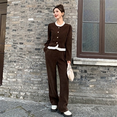 《现货新品》拼接花边宽松显瘦舒适两件套运动休闲套装，女装套装/套裙，曼琳思菲