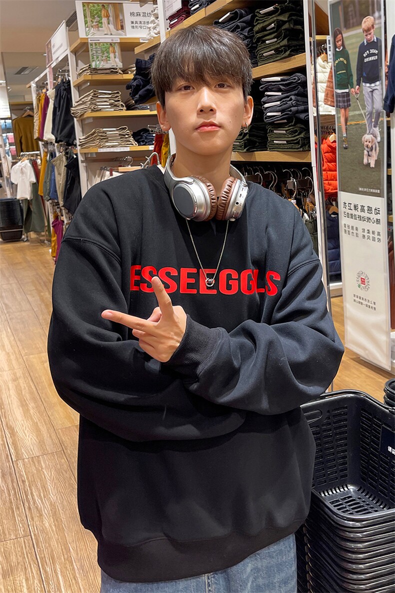 港风2026秋装新款圆领套头卫衣潮流男装大码秋季长袖外套S254-P48,女装短外套,电商A233-1