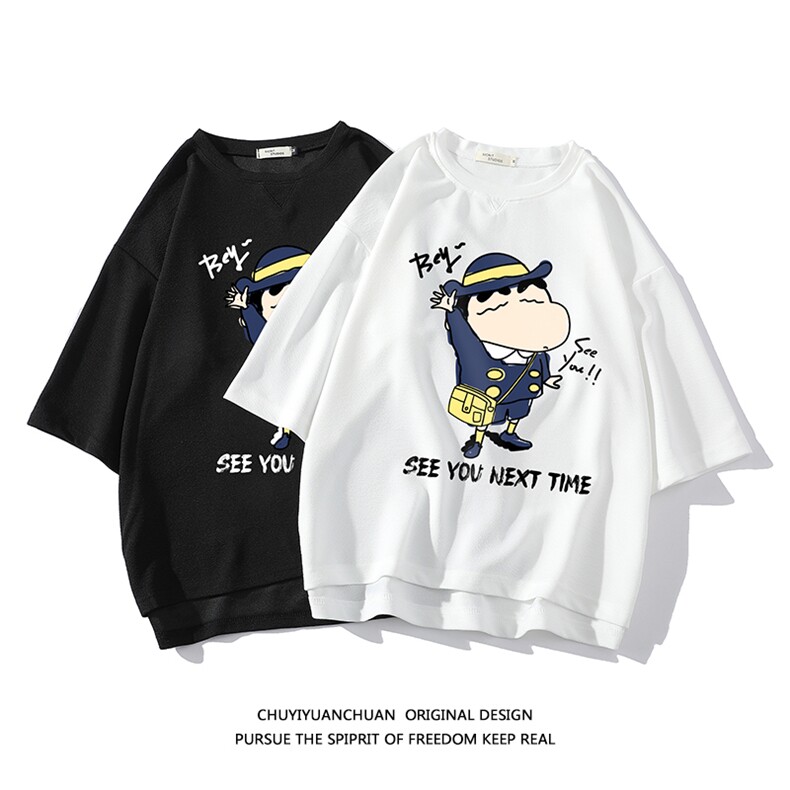 蜡笔小新春夏季七分袖t恤男大码五分袖男短袖中袖白底Q11240-P30,男装T恤,电商A040A