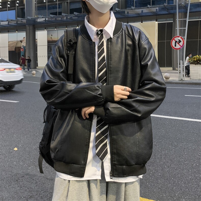 秋季PU皮衣外套男ins潮牌痞帅机车夹克韩版潮流宽松W2097-P60,男装皮衣,星座512-2