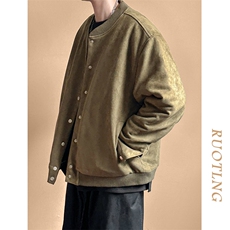 2024鹿皮绒夹克外套棒球服加棉棉服A351-AJ2511-P105加棉，男装夹克，电商A351