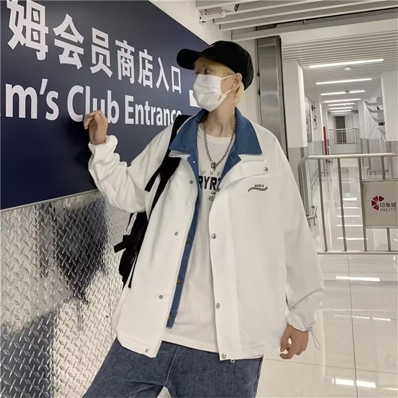 现货假两件夹克男士韩版帅气港风春秋外套网红男装夹克JK053-P55,男装夹克,星座302B-3