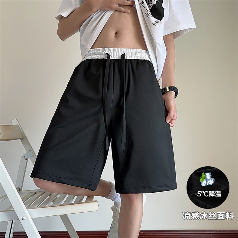 特批P23无差价夏季撞色冰感冰丝顺滑五分短裤男直筒短裤DK5801,男装休闲裤,电商A001