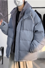 港风假两件衣男连帽服反光加厚袄外套X1213-W969-P120，男装棉衣，星座1213