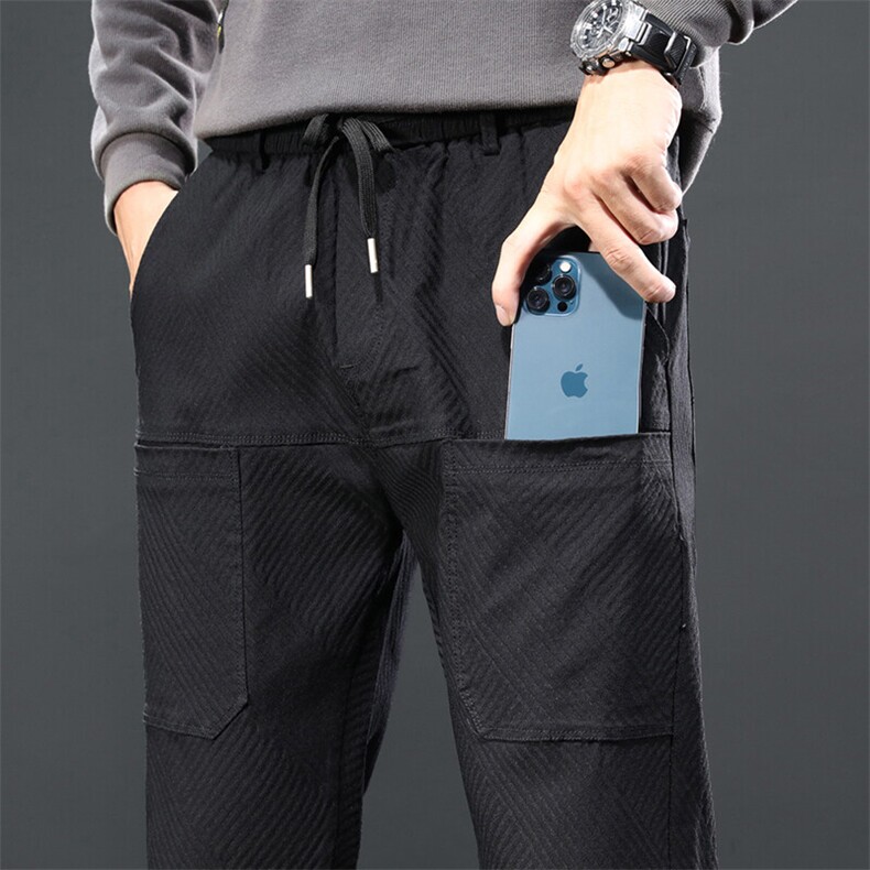 C8012-p50 春秋冬季青年小伙个性百搭休闲裤男潮流厚款束脚裤四季图片