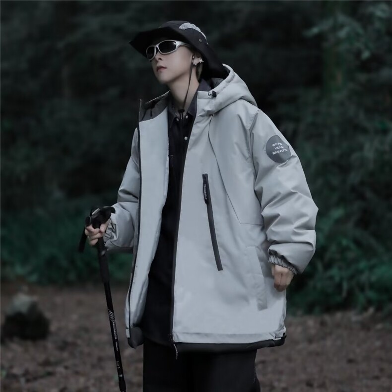 美式连帽冲锋衣棉服男冬季户外潮牌ins棉衣外套MY9099-P90图片