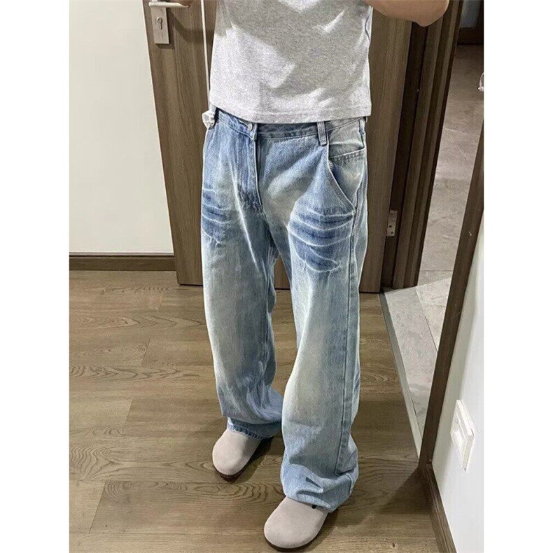 网络图,高街直筒水洗弯刀长裤微喇风新款牛仔裤XZ302B-1-N30P48,男装牛仔裤,星座302B-1