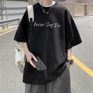 /夏季外景纯棉美式重磅圆领短袖T恤男宽松体恤衫DT9668/P25图片