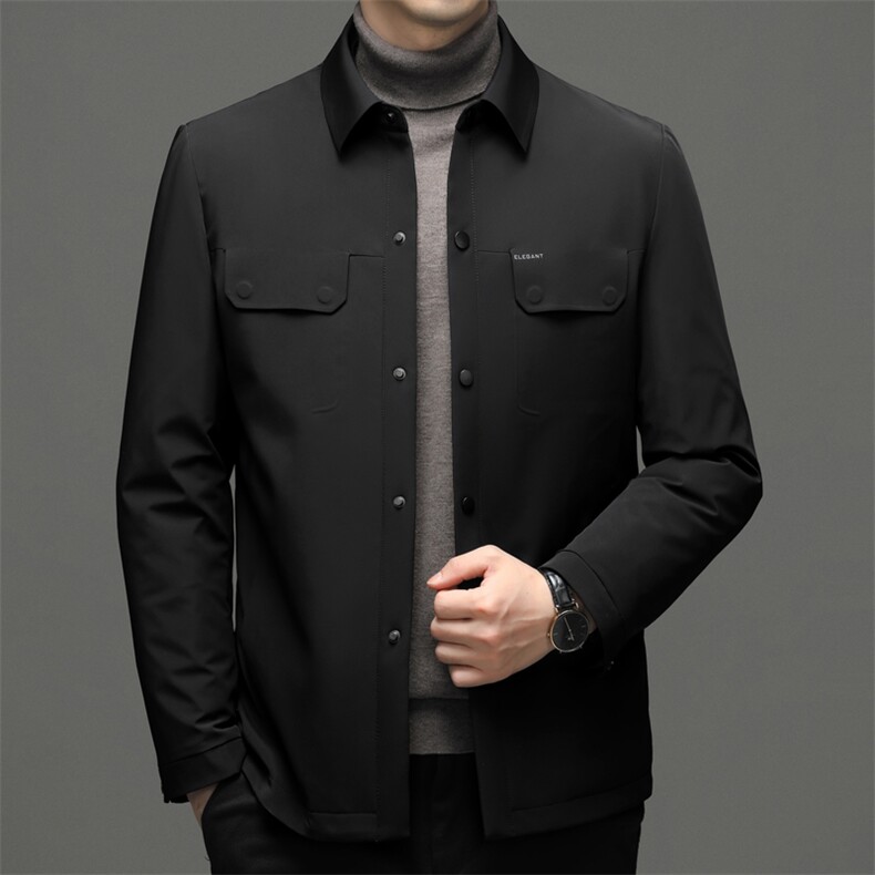 男装翻领纯色羽绒服2023冬季新款中年男士商务休闲厚款保暖外套,男装羽绒服,电商B212（原钱塘6029）