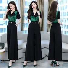 2023夏装新品阔腿连体裤韩版时尚修身气质，女装套装/套裙，依路服饰