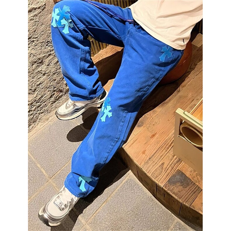 复古高腰牛仔裤女春季辣妹高街设计感宽松显瘦窄版直筒裤N7048,男装牛仔裤,星座1116A（原606A-3）