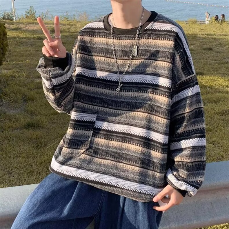 美式街头设计感圆领毛衣男慵懒风休闲针织衫GM44P40,男装针织衫/毛衣,星座1116-2