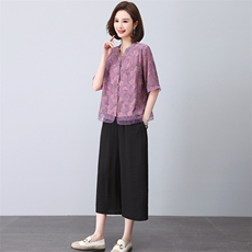 时尚洋气减龄妈妈装两件套女2025夏季新款休闲宽松显瘦哈伦裤套装，女装套装/套裙，璐依舞