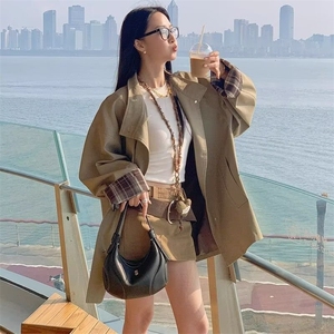 大码女装休闲短款风衣外套女2025春秋新款韩版设计感夹克女图片