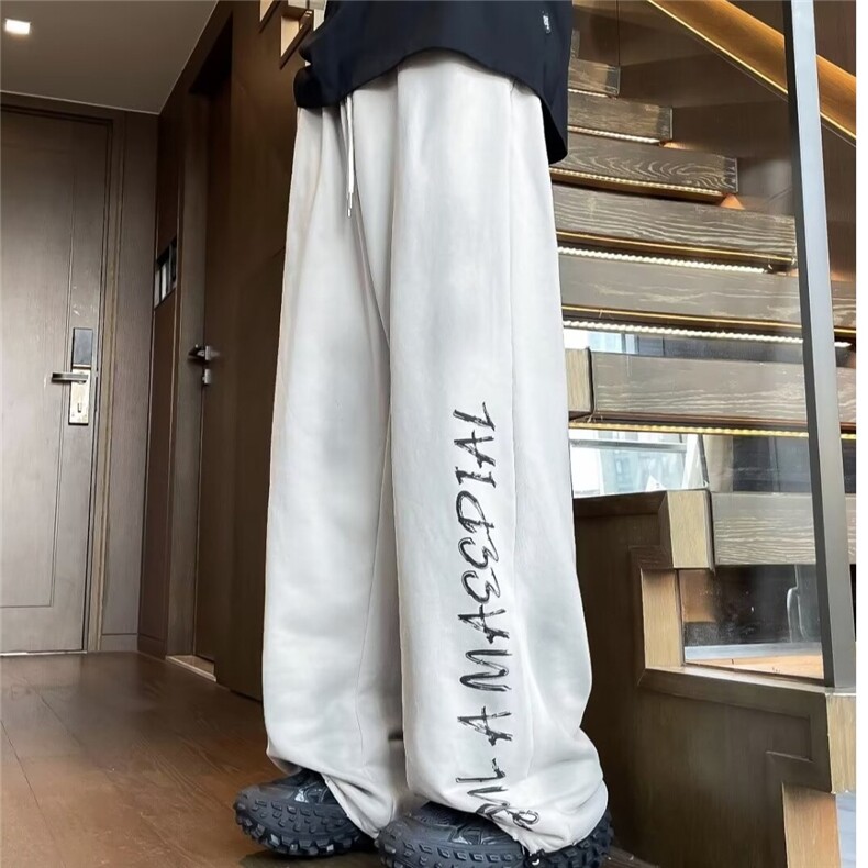 美式高街休闲裤子男款春季设计感小众复古做旧直筒卫裤K2001/P45,男装休闲裤,星座506
