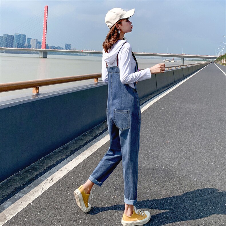2021春秋款时尚复古背带牛仔裤舒适自然时尚百搭可爱清纯,女装牛仔裤,秋水欣儿