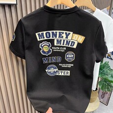 2025夏季时尚男士T恤圆领百搭休闲打底半袖贴标刺绣字母潮流短袖t，男装T恤，电商B212（原钱塘6029）