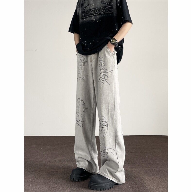 美式高街牛仔裤男潮牌个性宽松休闲裤N5042-P48,男装牛仔裤,电商D202-1