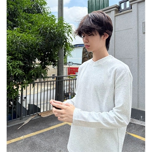 抖音得物品质26春装美式高街曼巴棉螺纹拼接卫衣圆领长袖T恤YT164图片
