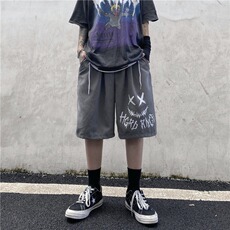 K694-P25现货ins高街休闲字母印花宽松运动男阔腿五分短裤，男装休闲裤，星座512-2