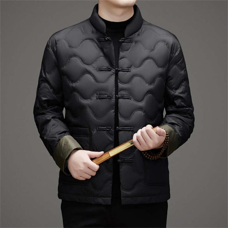 主推新标90白鸭绒羽绒服唐装男中老年风复古新中式唐装图片