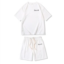 HZ75098-P44华夫格套装男大码休闲运动套装两件套，男装休闲套装，电商A040