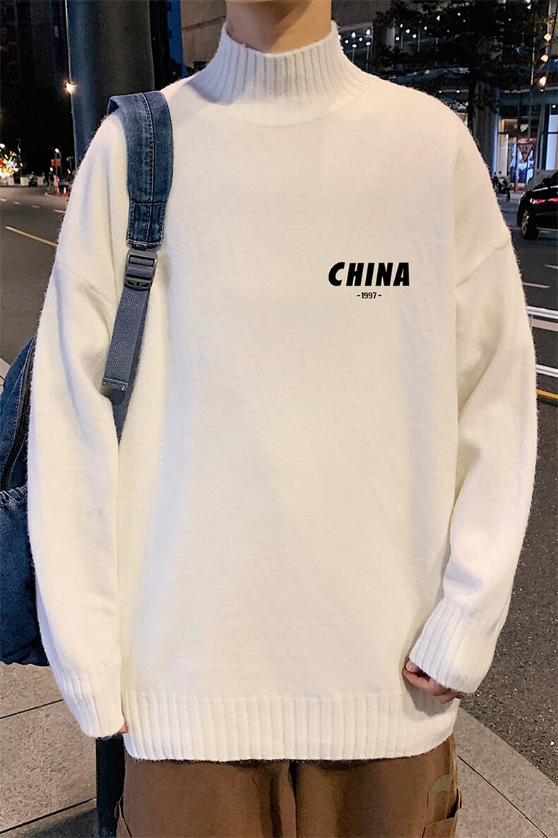 M18248-P45加绒款-P65半高领毛衣男士大码针织衫男毛线衣男,男装针织衫/毛衣,电商A040