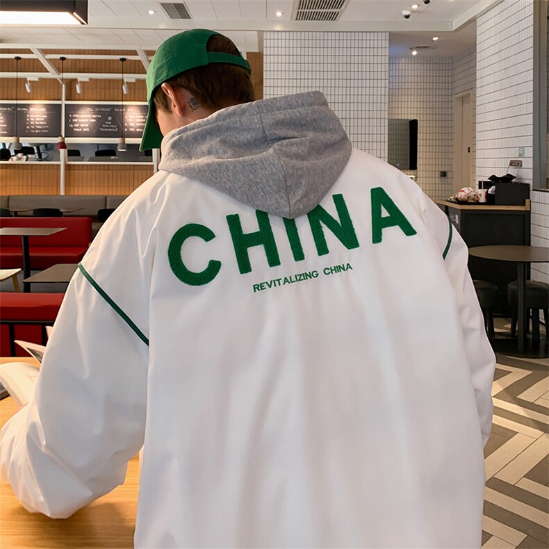 V领学生男女款夹克外套轻薄棒球服白鸭绒羽绒服短款图片