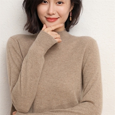 山羊绒秋冬显瘦半高领女打底衫保暖长袖套头，女装羊绒衫，五色羊羊绒