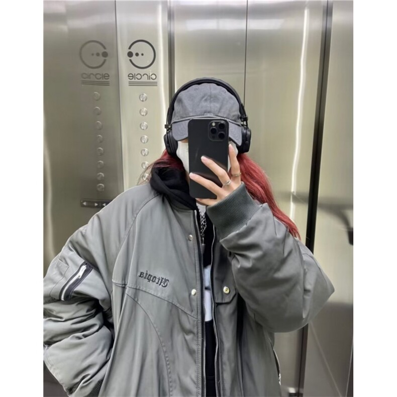 春秋季宽松飞行员夹克男女休闲小众设计感多口袋棒球外套,男装夹克,星座506A