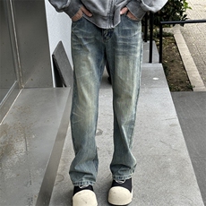 611-3BK8027特价P50美式复古水洗百搭3宽松直筒微喇牛仔裤，男装牛仔裤，星座1218（原611-3）