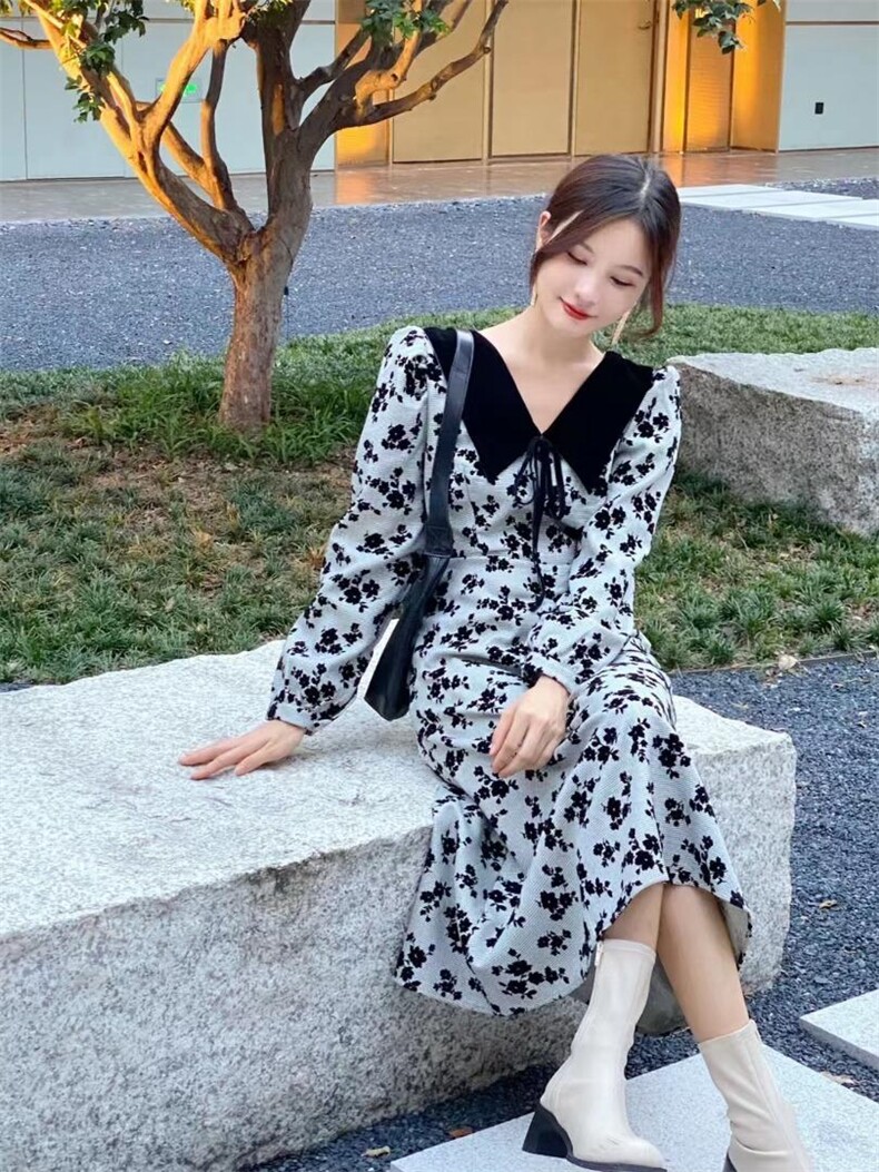 提花拼接连衣裙爆，女装连衣裙，时尚秀衣阁