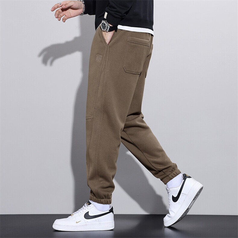 休闲裤男款宽松运动卫裤男士秋冬加绒加厚束脚裤Z2351-P45加绒P52,男装休闲裤,星座509