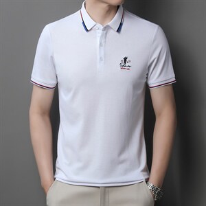 中青年夏季2022薄款男士短袖POLO衫透气时髦商务潮流半袖上衣P49图片