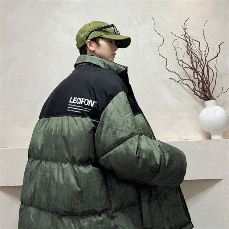 量大有差港风棉衣棉服迷彩印花拼接面包服立领棉袄外套1613C-P70,男装棉衣,星座207