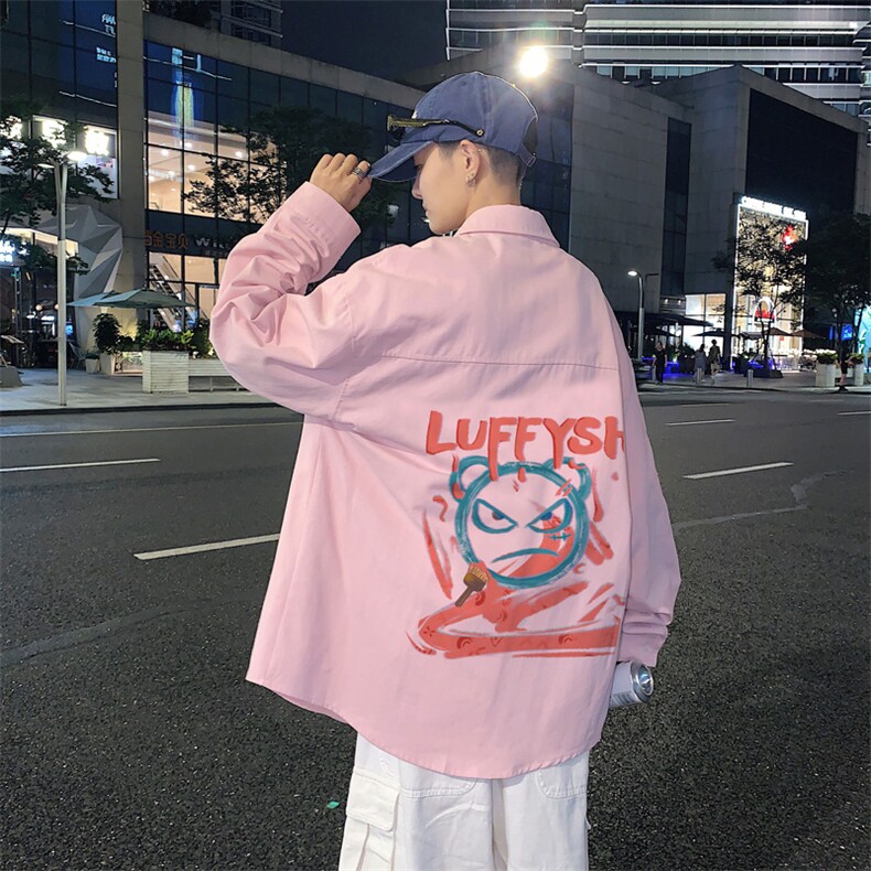 春季长袖衬衫男宽松港风衬衣男外套男CSCS286-P35，男装衬衫，电商B371