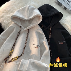 23秋冬加绒加厚连帽卫衣方格美式复古卫衣YT07P60加绒65，男装卫衣，星座712