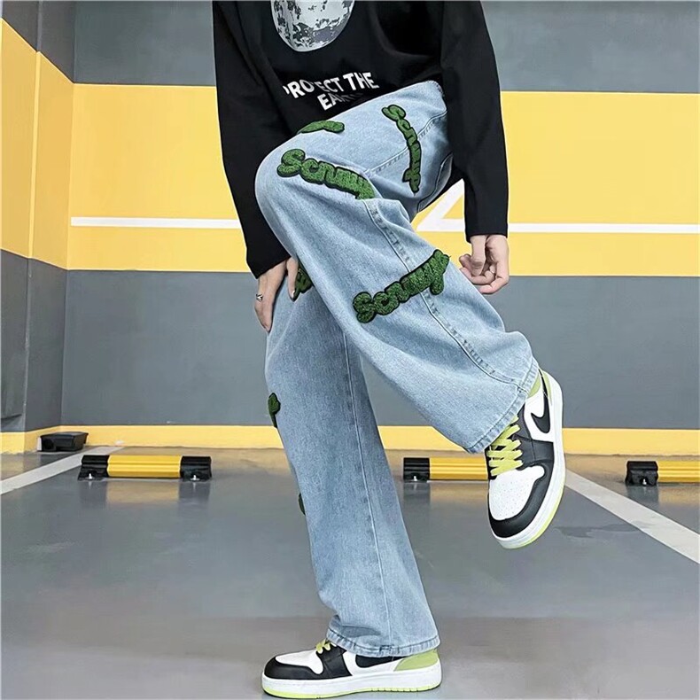 牛仔裤男ins潮牌宽松日系大码直筒裤T271P55,男装牛仔裤,星座1116-2