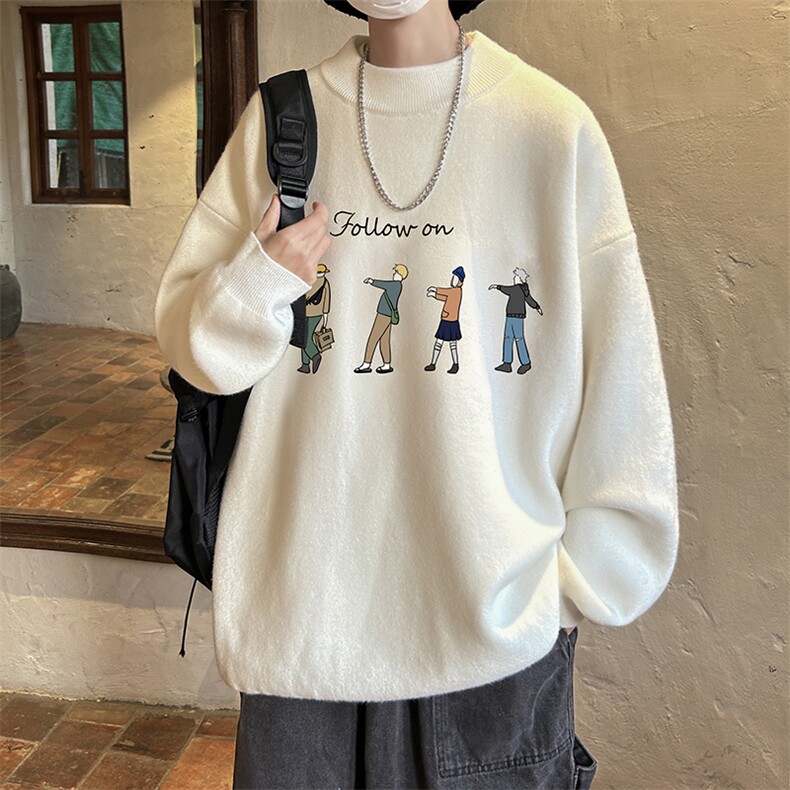 控68半高领毛衣男士大码针织衫男毛线衣男 M18043-P45 加绒款-P65图片