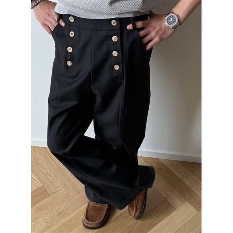 ins新款原宿慵懒文艺时尚老钱风双排扣设计西裤百搭简约K9055，男装西裤，星座1116A（原606A-3）
