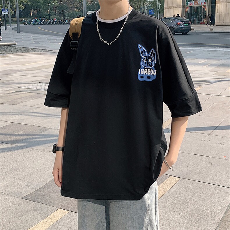 得物抖音40支双纱高品质休闲半袖纯印花短袖T恤男女T7182-P45,男装T恤,电商A441-1