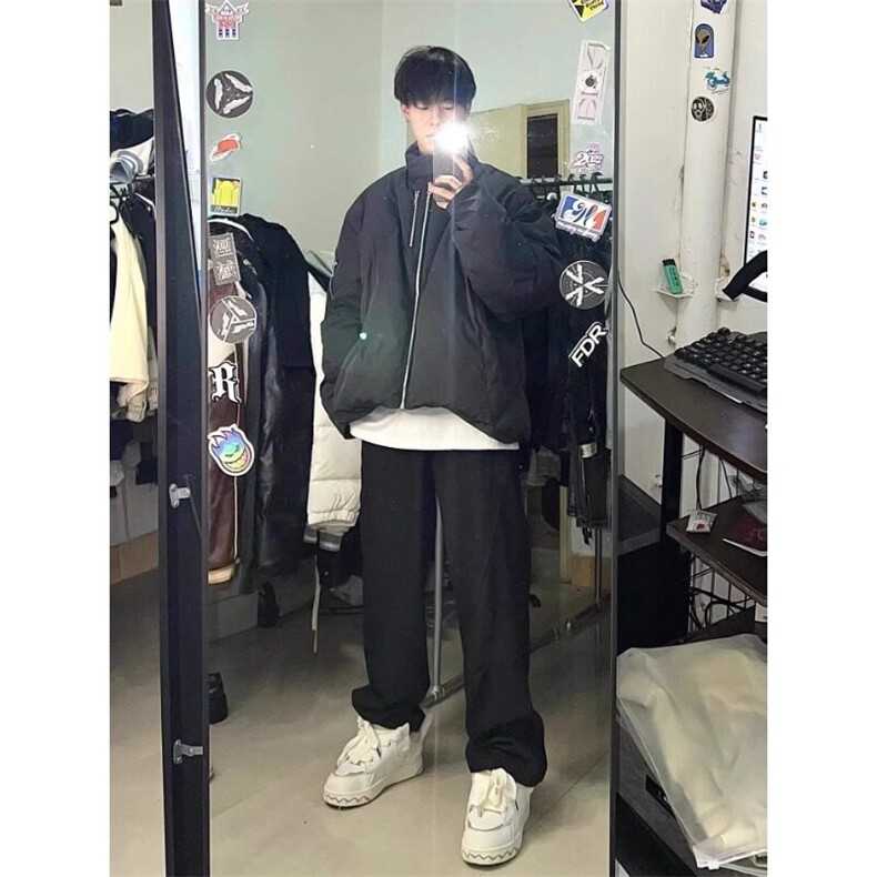 【有货】立领解构多拉链宽松黑色棉衣棉服外套MY8211特P103,男装棉衣,星座908-1